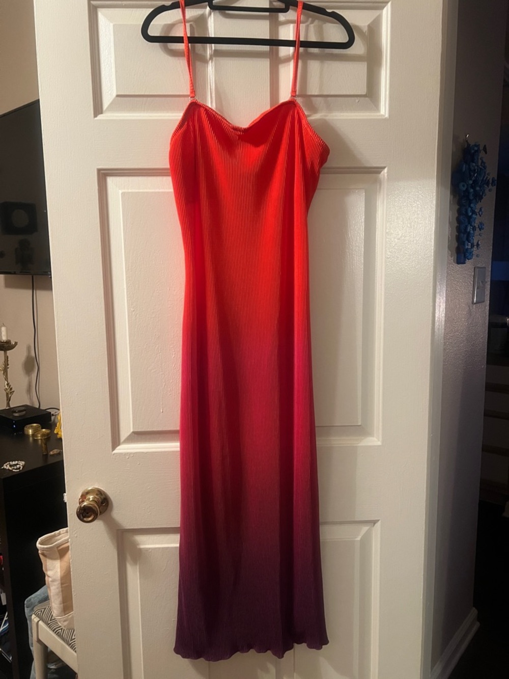 No Boundaries Red to Purple Ombre Maxi Slip Dress